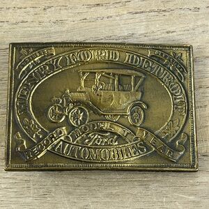 Vintage Henry Ford Belt Buckle Detroit Automobiles Record Year Model T Brass